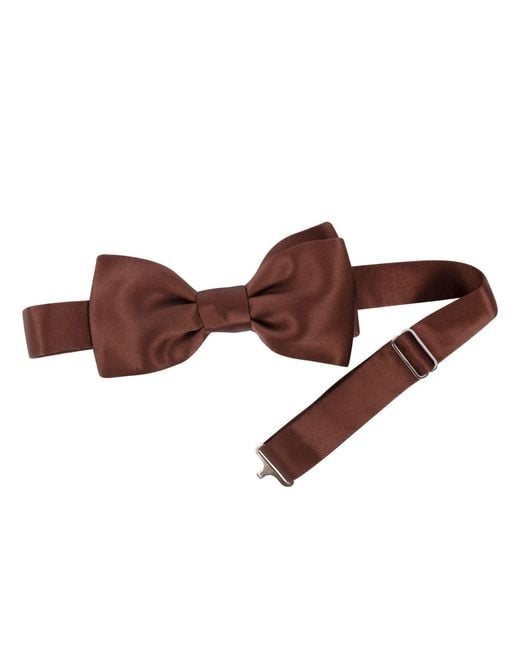 LE COLONEL Brown Chocolate Silk Bow Tie for men