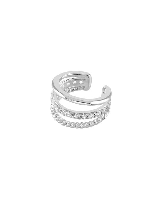 Lucy Quartermaine White Skinny Drip Triple Ear Cuff With Topaz