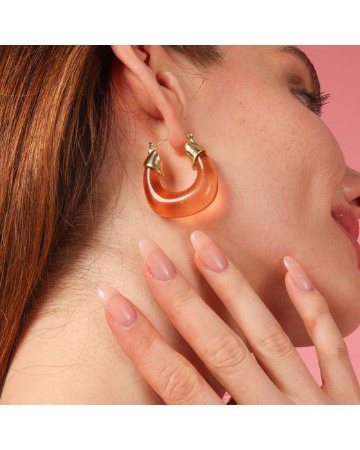 Michael Nash Jewelry Metallic Winslow Topaz Resin And Hoop Earrings