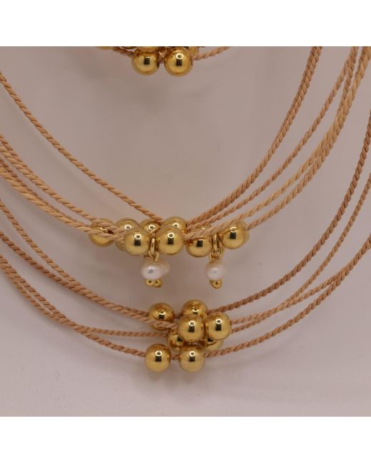 Nart Nature Making Art Metallic The Balls Layers Buriti Natural Fiber Necklace