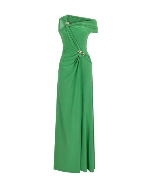 Nocturne Green Long Dress With Accessory Detail