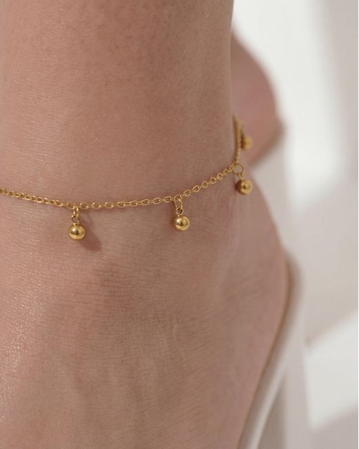 Elk & Bloom Natural Tiny 14K Beaded Drop Satellite Anklet