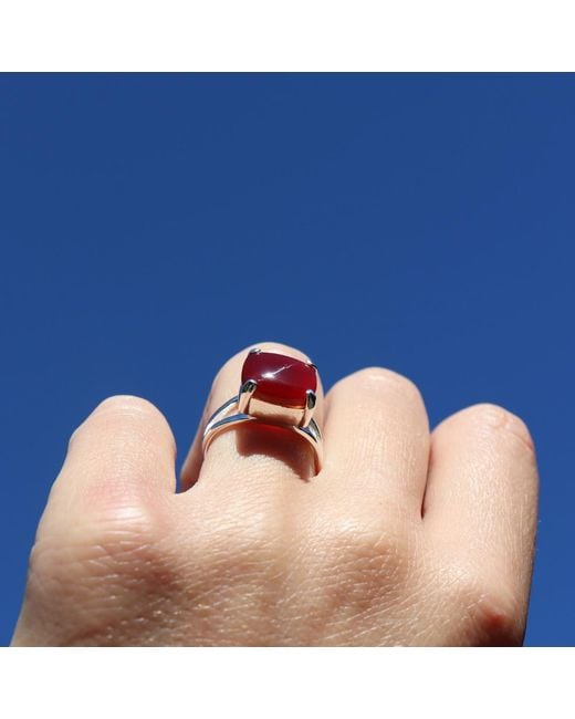 FV Jewellery Red La Stèle Carnelian & Square Ring