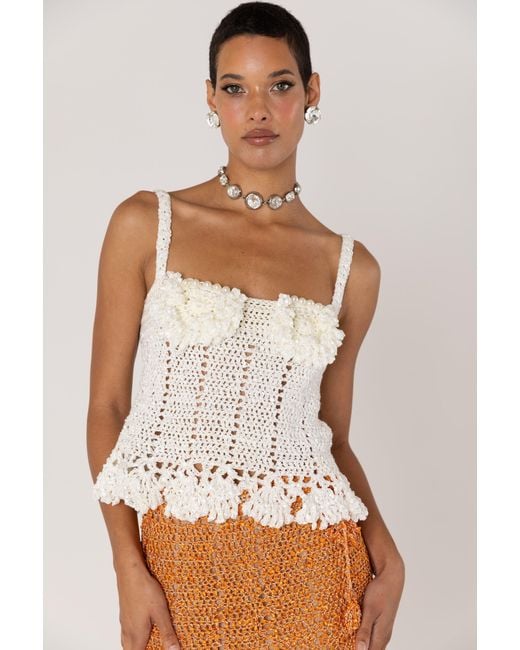 Andreeva Natural Chrysanthemum Handmade Crochet Top