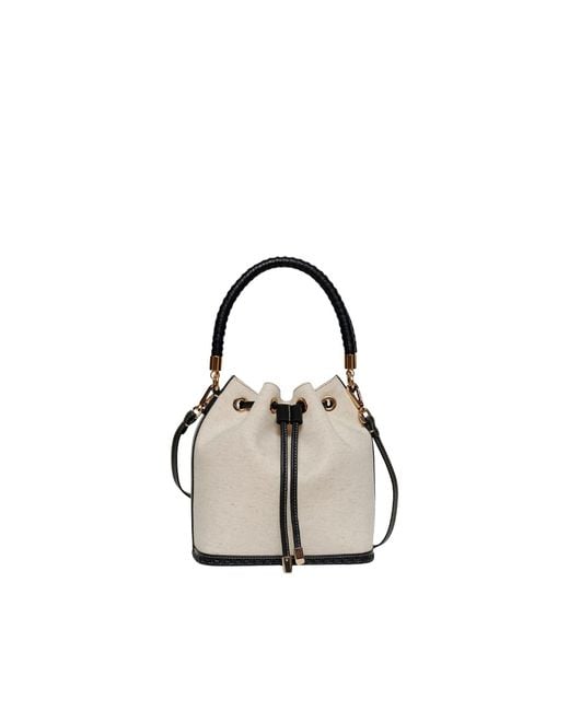 Saonara Brand Natural Bucket Bag Linen Leather