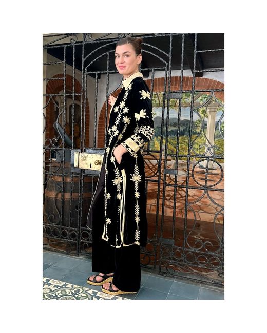 Antra Designs Black Suki Velvet Coat Dress