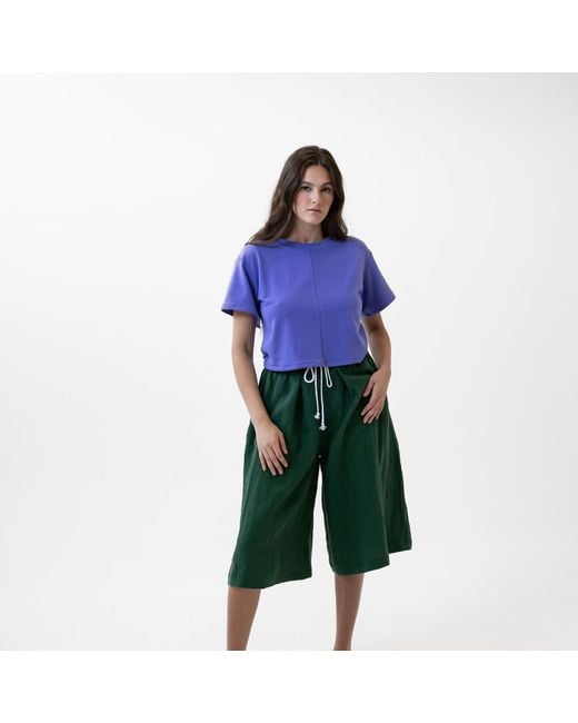 Joeleen Torvick Blue Cropped Box Top Tee