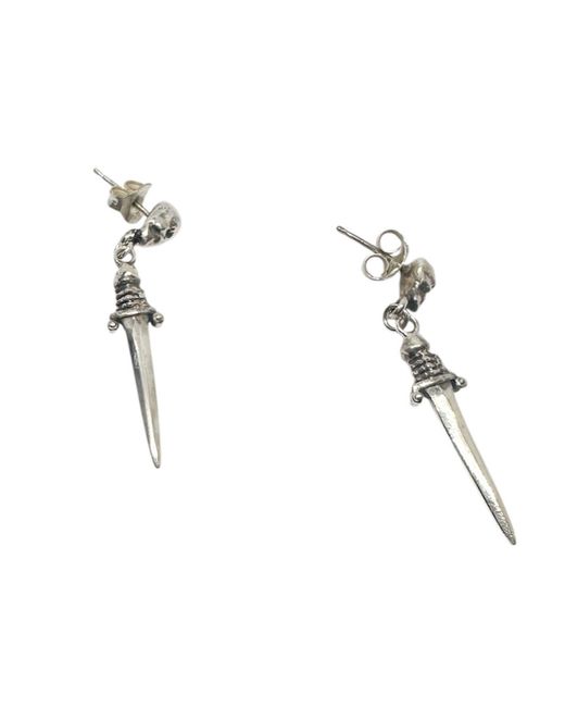Tg-Jewellery by Tamara Gervasio White Handmade Skull Dagger Dangle Earrings – Recycled Sterling