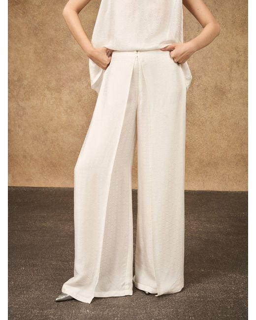 Silk and Bears White Ophelia Ivory Mist Wide Leg Palazzo Trousers