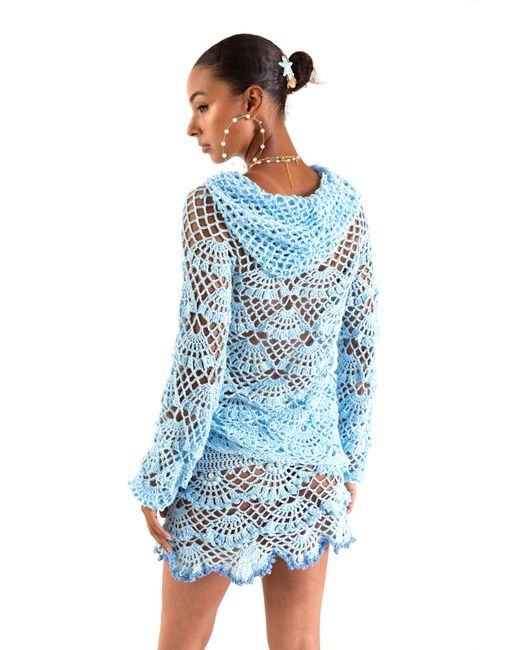 Andreeva Blue Aqua Marine Handmade Crochet Hoodie