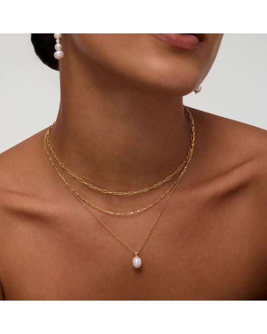 Vanhi Metallic Mini Paperclip Double Chain Necklace