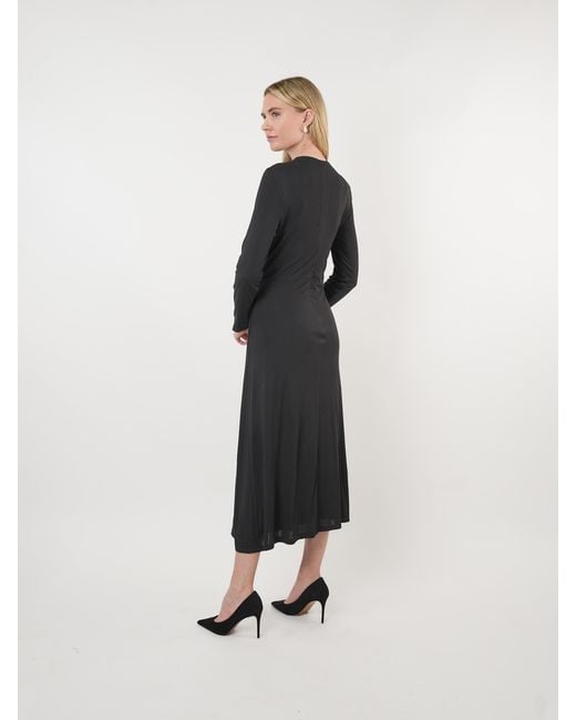 John Abgin Black Mesh Ruched Embellished Maxi Dress