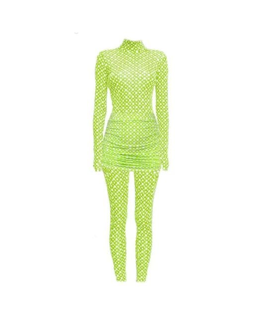 Monosuit Green Neutrals Set Suit Zipper Full Bodysuit & Skirt Lime