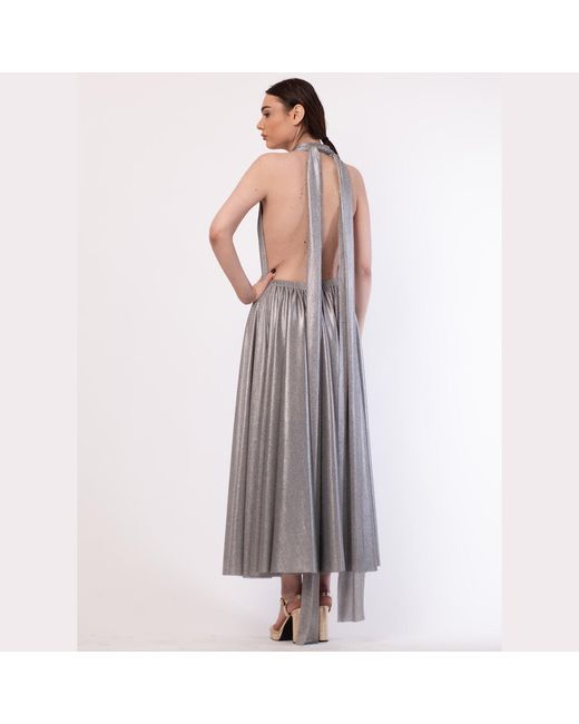 Silvia Serban Gray Bare Back Cloche Dress