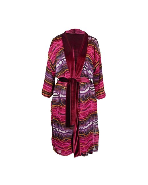 Jennafer Grace Red Bordeaux Velvet Reversible Koi Kimono