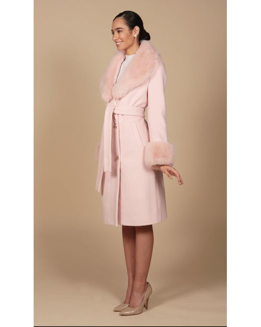 Santinni Pink 'Marlene' 100% Cashmere & Wool Coat