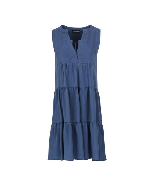 Conquista Blue Sleeveless A Line Dress
