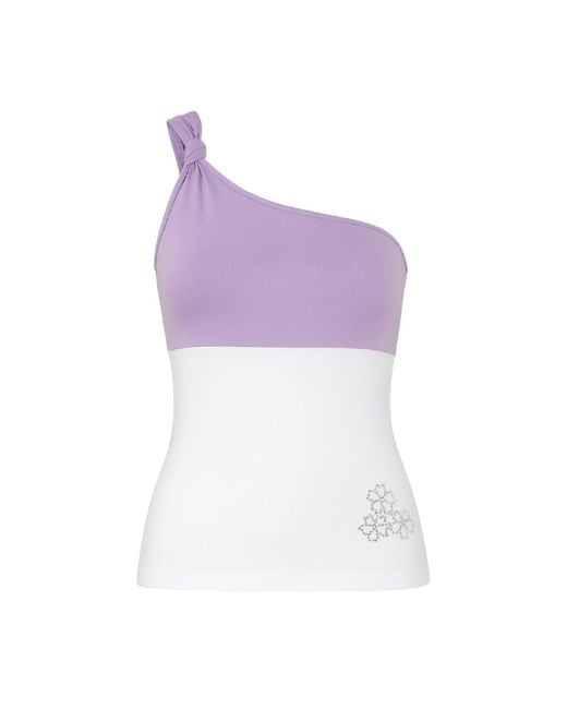Conquista Purple Asymmetric One-Shoulder Jersey Top