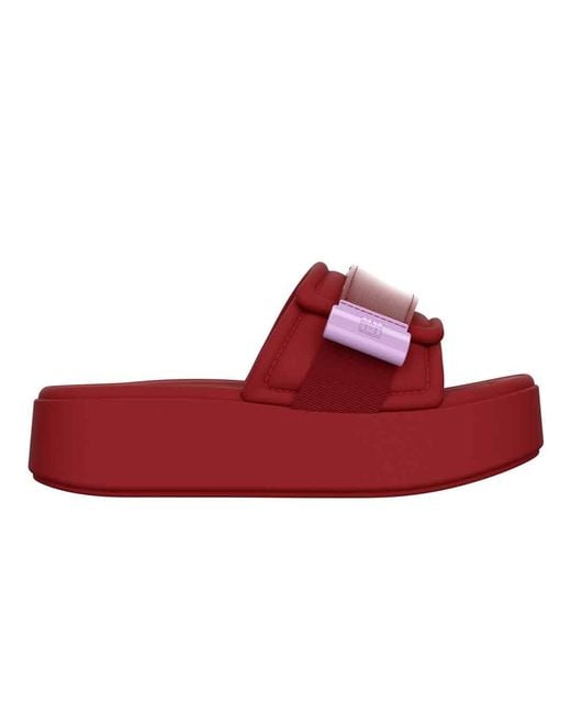 Melissa Red Free Fuzzy Slide Platform