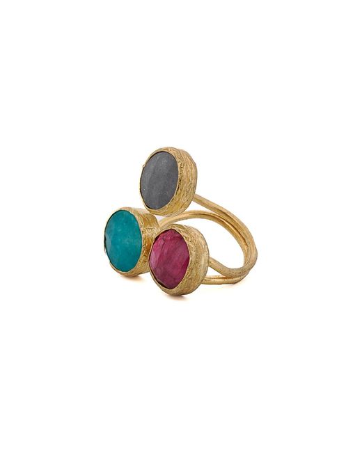 Ebru Jewelry Multicolor Triple Gemstone Adjustable Artemis Ring