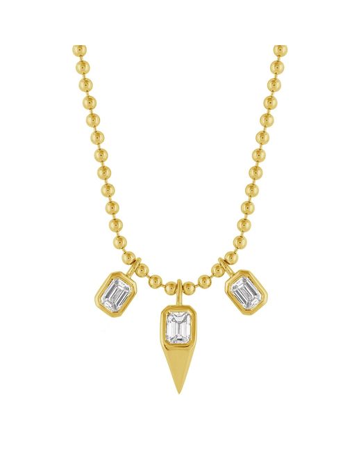 Artisan Metallic Emerald Cut Diamond Charm Necklace
