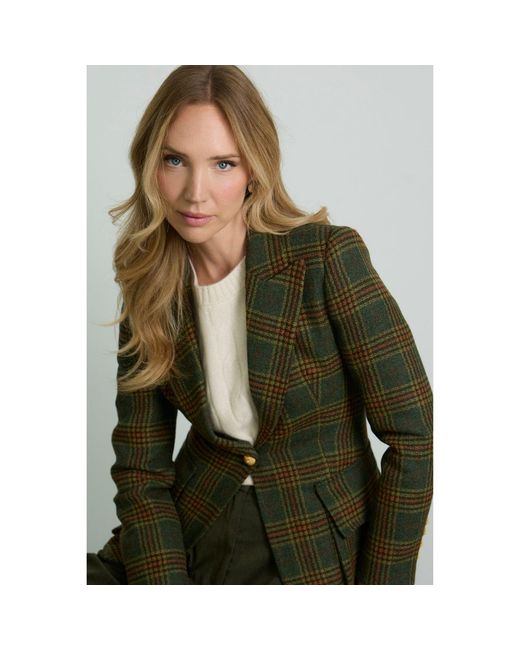 The Extreme Collection Green Checked Wool Blazer Grant