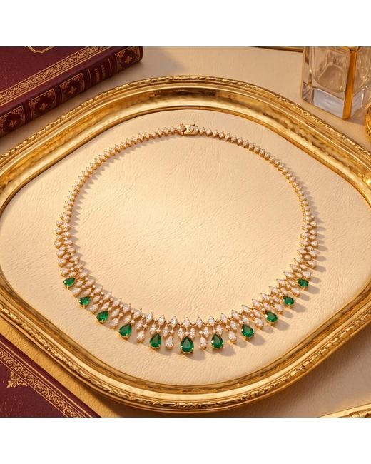 Latelita London Metallic Duchess Emerald Statement Necklace
