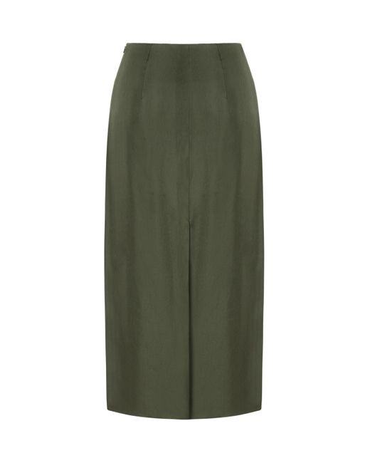 Nocturne Green Neutrals Midi Skirt With Back Slits