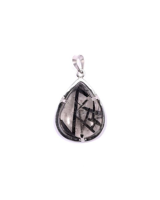 Mineralgems•Studio White Tourmalinated Quartz Pendant With Sterling Chain