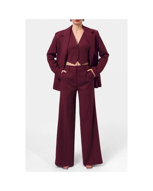 AGGI by HALEWSKI Red Franzi Burgundy Wine Wide Leg Trousers