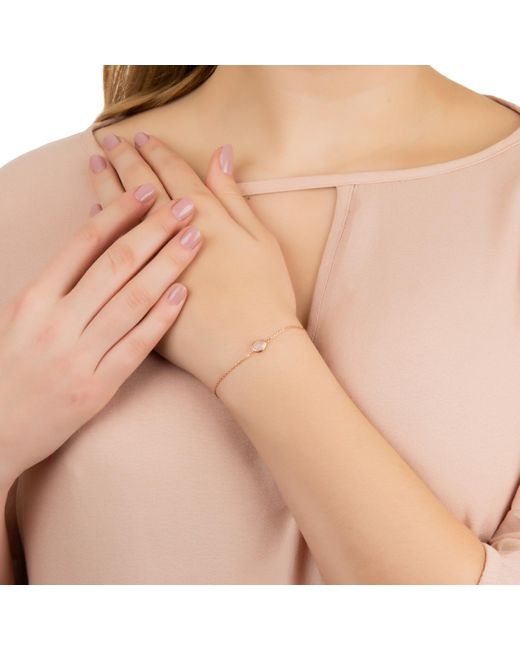 Latelita London Metallic Pisa Mini Teardrop Bracelet Gold Rose Quartz