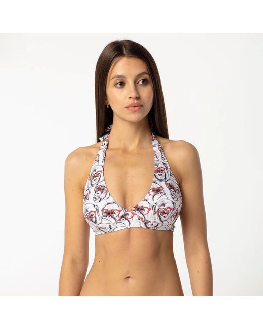 Aloha From Deer White Cheeky Monkey Halter Neck Bikini Top