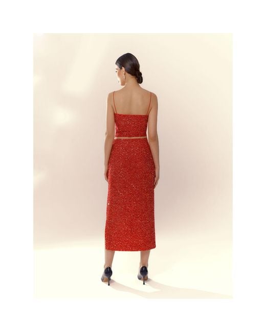 Elsava Red Riva Sequin Top