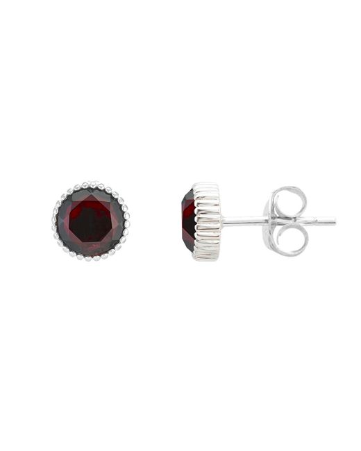Auree Jewellery Metallic Barcelona Silver January Birthstone Stud Earrings Garnet