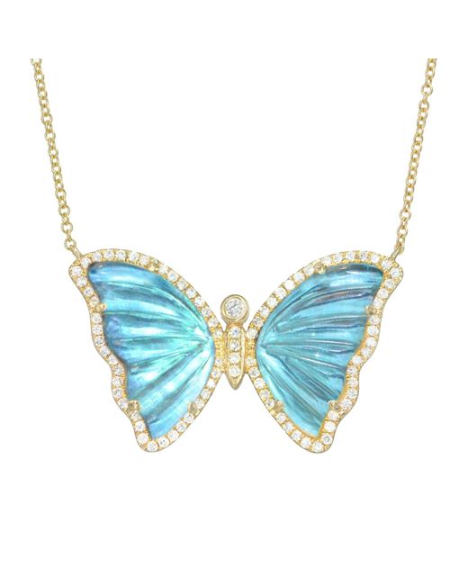 KAMARIA Blue Mermaid Tail Butterfly Necklace With Diamonds