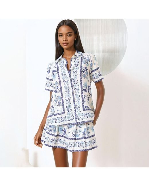 Yumi Kim Blue Drew Linen Shorts