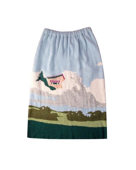 Absurde Blue Knit City On Clouds Skirt