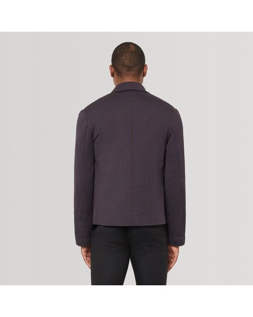SEREN LONDON Blue Houndstooth Knitted Jacket for men