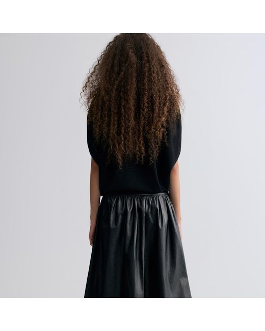 FRONT ROW SHOP Black Mousse Circular Tee