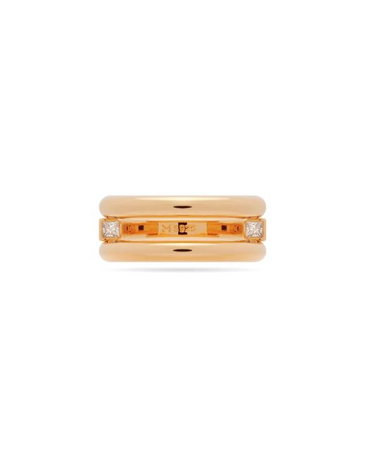 Meulien Metallic Round And Square Triple Band Convertible Ring With Cz