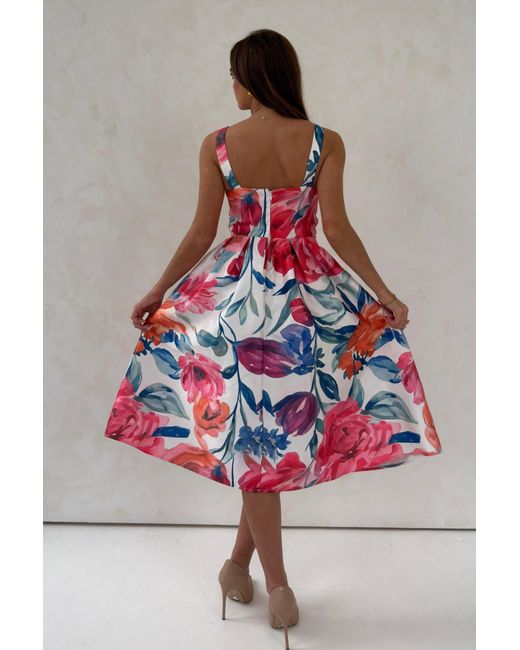 Girl In Mind Red Raisa Strappy Sweetheart Neck Midi Dress