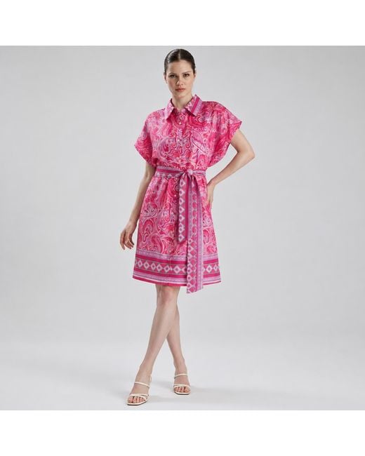 LOVEIST STORE Pink Fiore Shirt Dress