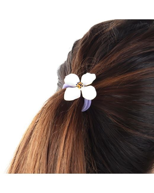 Milou Jewelry Blue Clover Flower-Embellished Ponytail Holder