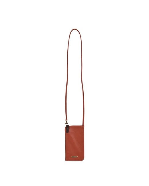Owen Barry Red Leather Phone Crossbody Bag Burnt Toni