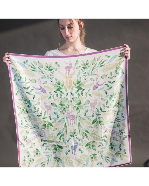 Jessie Zhao New York Green Double Sided Silk Scarf Of The Color Of Breeze