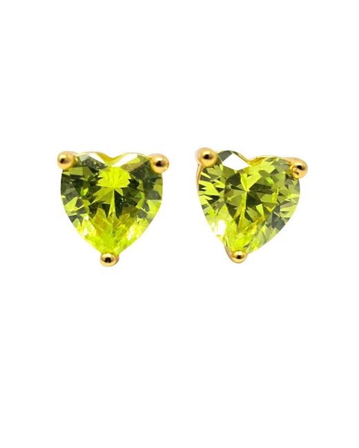 Harfi Yellow Peridot Heart August Birthstone Stud Earrings