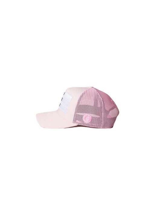 474 co Pink 474 Distressed 3 Bars Trucker Hat for men