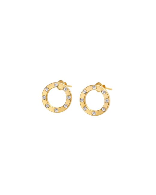 Lily Flo Jewellery Metallic Circle Stud Earrings With Diamonds