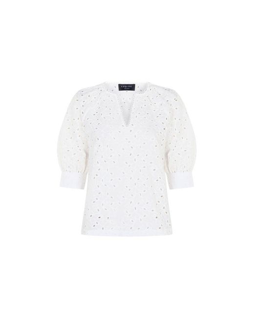 Exquise White Neutrals Nayali Eyelet Blouse