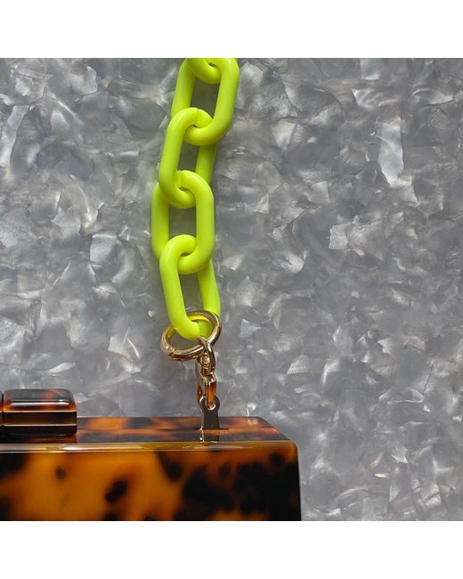 CLOSET REHAB Green Chain Link Short Acrylic Purse Strap In Neon
